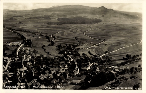 Postcard Poppenhausen at the Wasserkuppe Rhön, aerial photograph