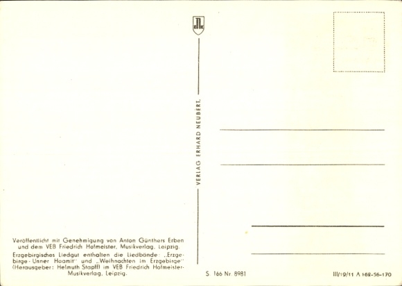 Song Postcard Anton Günther Erzgebirge dialect, Wu de Walder haamlich rustling