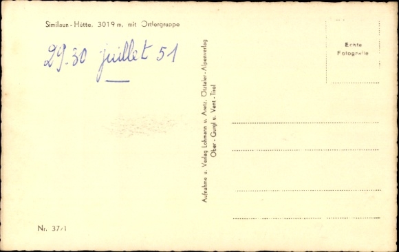 Postcard Vernago Vernagt Schnals Senales South Tyrol, Similaunhütte with Ortler Group