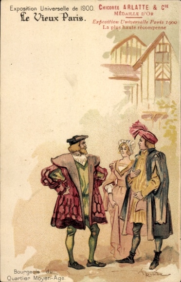 Artysta lito Robida, A., Exposition Universelle de 1900, Bourgeois du Quartier Moyen Age