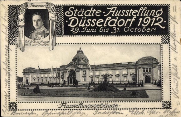 Ak Düsseldorf, Städte-Ausstellung 1912, Ausstellungsgebäude, Prinz August Wilhelm