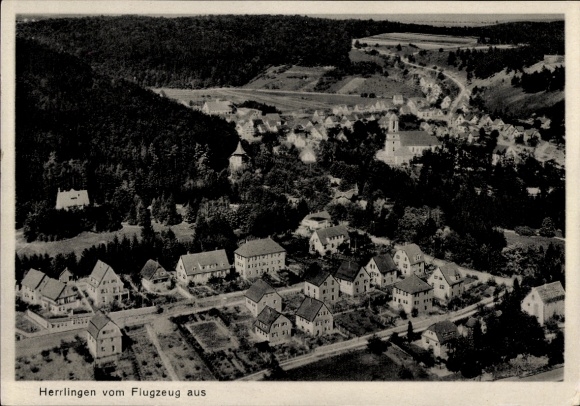 Postcard Herrlingen Blaustein in Württemberg, aerial photograph