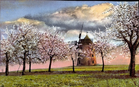 Ak Ortspartie, Windmühle