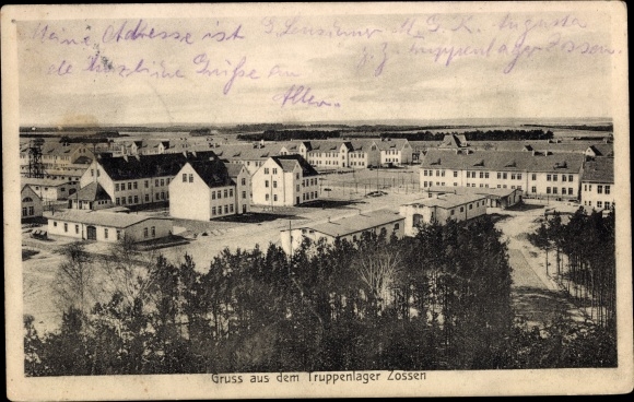 Postcard Zossen in Brandenburg, troop camp, panorama