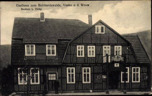 Postcard Vaake on the Weser Reinhardshagen Hessen, Gasthaus zum Reinhardswalde