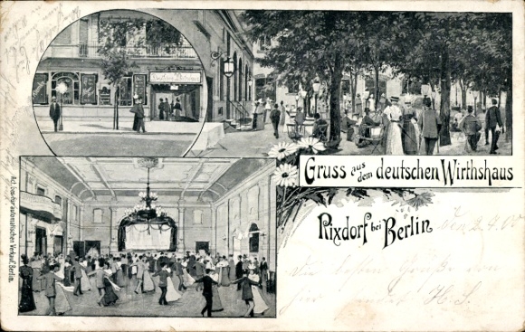 Postcard Berlin Neukölln Rixdorf, German Inn, interior view