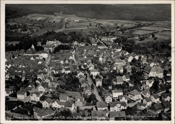 PC Laubach in Hesse, aerial photograph of the village