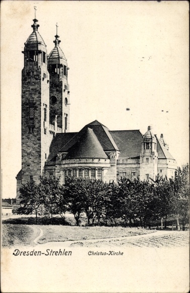 Postcard Dresden Strehlen, Christ Church