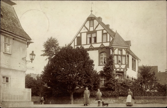 foto Ak Bokel bij Rendsburg, straatdeel, vakwerkvilla