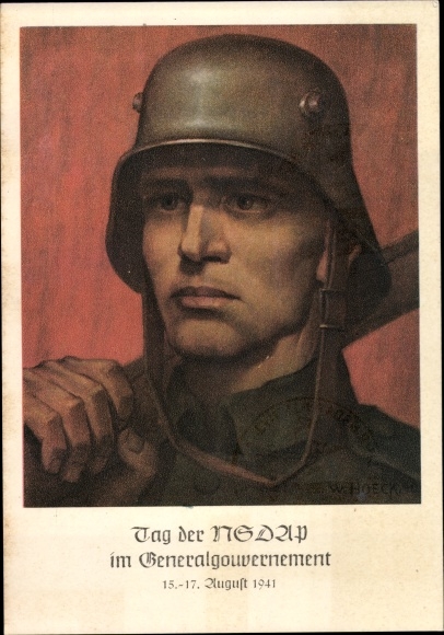 Artist PC Hoeck, W., Kraków, Day of the NSDAP in the General Government 1941, Wehrmacht soldier