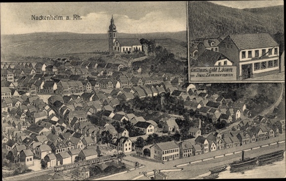 PC Halsheim am Rhein, general view, inn Zum goldenen Löwen