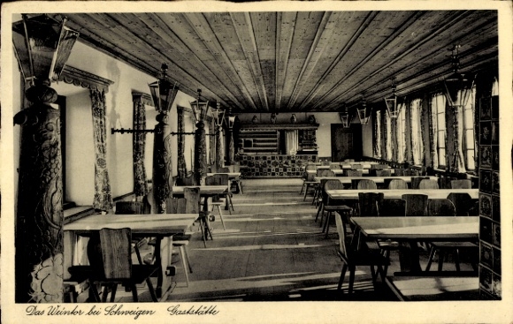 Ak Silence Rechtenbach aan de Pfalzwijnroute, de Wijnpoort, restaurant, eetkamer