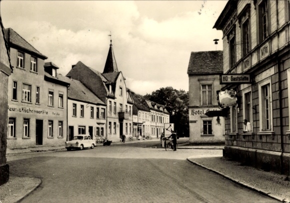 Postcard Havelberg in Saxony-Anhalt, city view, building, hotel, restaurant, street view