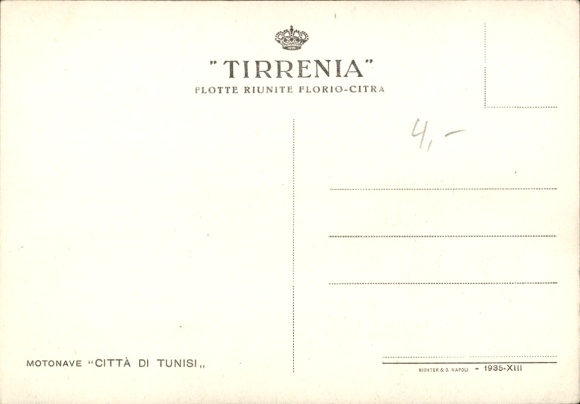 Ak passagiersschip Città di Tunisi, Tirrenia