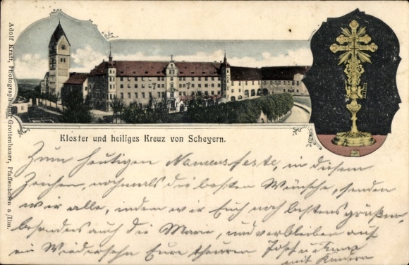 Postcard Scheyern in Upper Bavaria, Monastery and Holy Cross