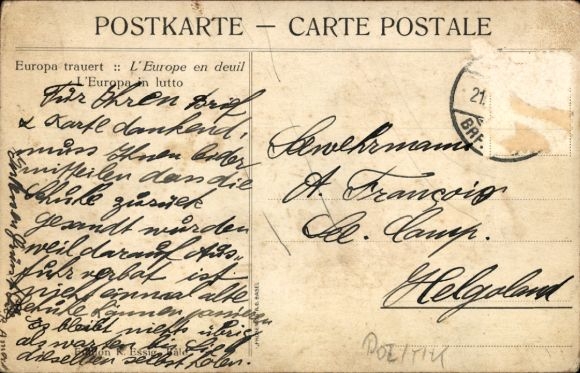 Artist Postcard Europe mourns, wounded soldiers of different nations after the battle, I WK