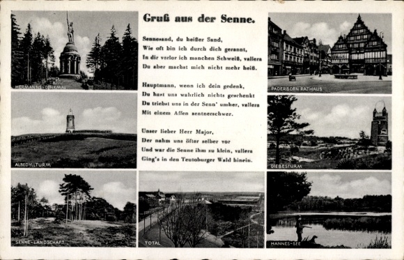 PC Paderborn in Westphalia, Hermannsdenkmal, Diebelsturm, town hall, Hannes Lake, total
