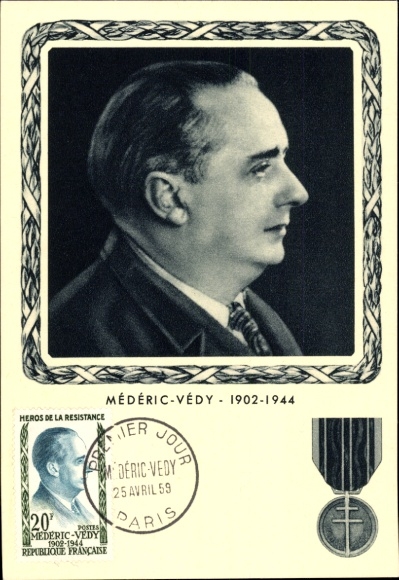 Maximum Postcard Médéric-Védy, Resistance in Cherbourg, CDL Movement Foundation