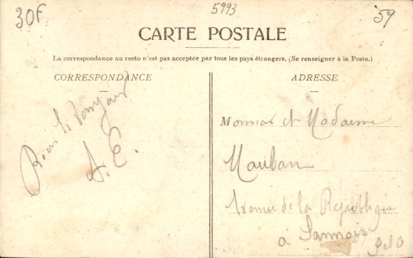 Postcard Dunkerque Dunkirk North, station front from 1877