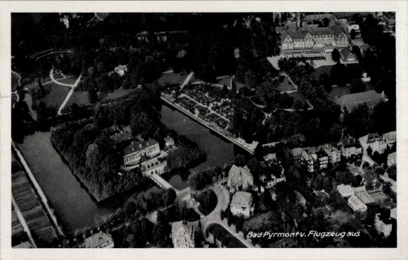 Postcard Bad Pyrmont in Lower Saxony, aerial photograph