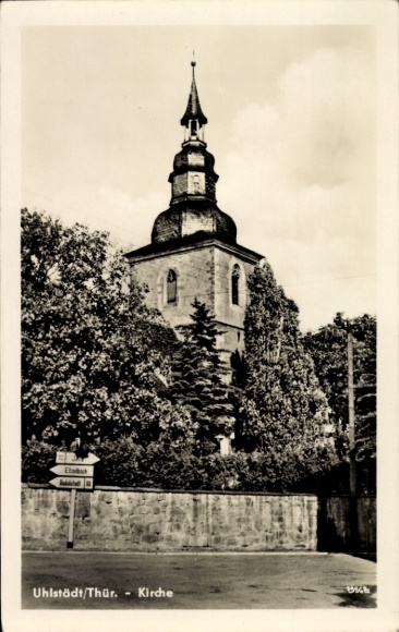 Postcard Uhlstädt Kirchhasel an der Saale, Church