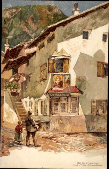 Artist Chromo-Litho Schmohl, P., Klausen Chiusa South Tyrol, Inn