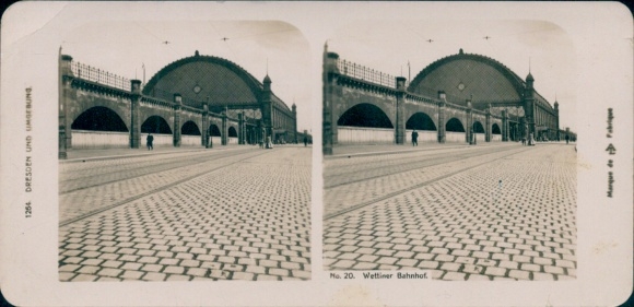 Stereo Postcard Dresden, Wettiner Bahnhof, Street