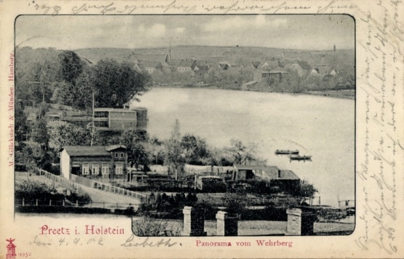 Postcard Preetz in Holstein, Panorama from Wehrberg