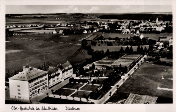 Postcard Illertissen in Swabia, secondary school of the Brothers of the School, landscape, architecture