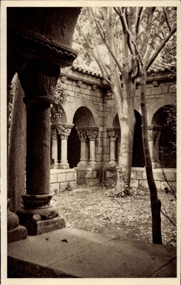 Ak Barcelona Katalonien Spanien, Kreuzgang, Säulen, Bäume,  Architektur