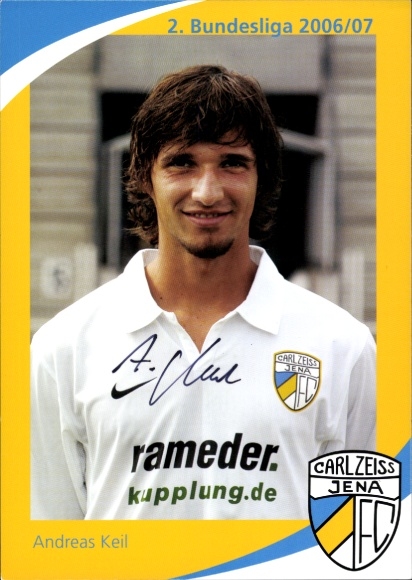 Handtekeningkaart voetballer Andreas Keil, FC Carl Zeiss Jena, handtekening