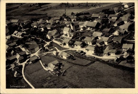 Postcard Schwabbruck in Upper Bavaria, aerial photograph