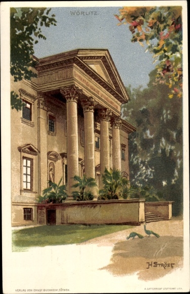 Artist Chromo-Litho Ströse, H., Oranienbaum Wörlitz in the Wittenberg district, castle