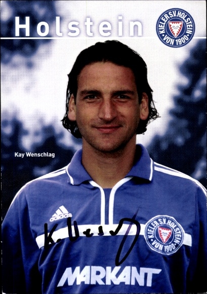 Karta autografu piłkarza Kay Wenschlag, Holstein Kiel, autograf