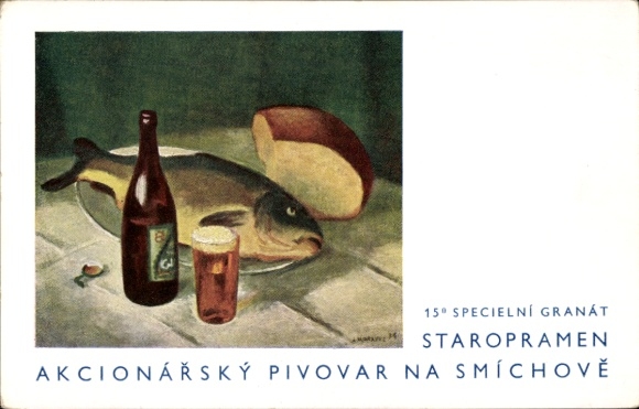 Künstler Ak Werbung, Bier, Staropramen Akcionarsky Pivovar na Smichove