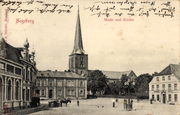 Postcard Bad Segeberg in Holstein, market, church, hotel