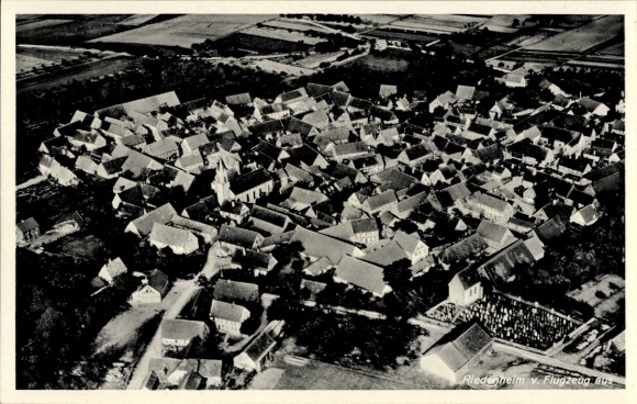 Postcard Stalldorf Riedenheim in Lower Franconia, aerial photograph