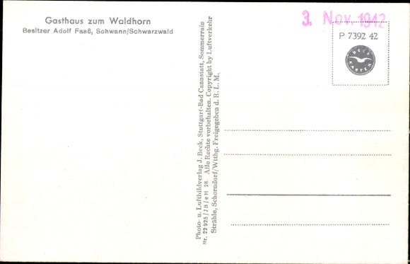 Postcard Schwann Staubenhardt in the Black Forest, aerial photograph
