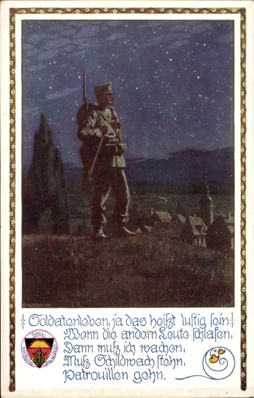 Artist Postcard Kutzer, Ernst, Soldier's life, yes that means being funny, German School Association 663