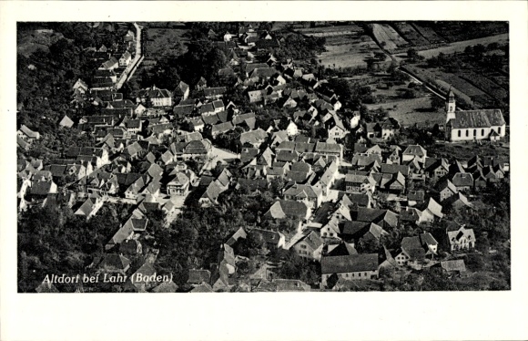 Postcard Altdorf (near Lahr) Ettenheim in Baden, aerial photograph