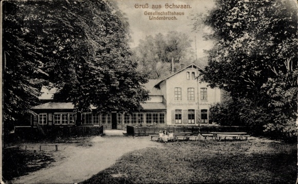 Postcard Schwaan in Mecklenburg, Lindenbruch Community Center