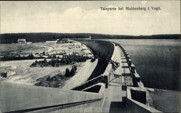 Postcard Muldenberg Grünbach in Vogtland Saxony, dam