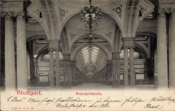 Ak Stuttgart in Württemberg, Bahnhofshalle