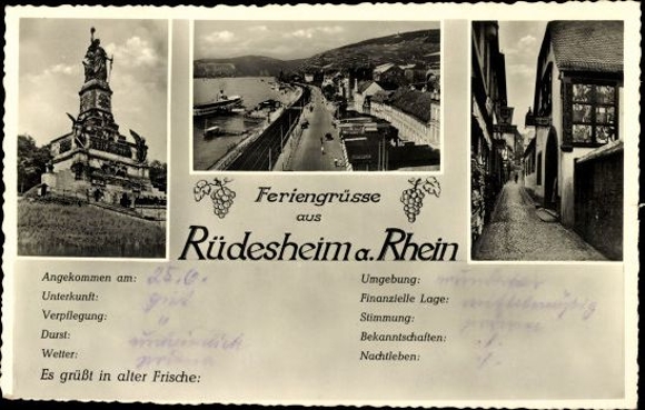 10 old PCs Niederwalddenkmal and Rüdesheim am Rhein in Hesse, various views