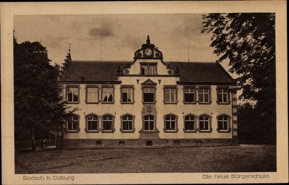 Ak Rodach Opper-Franken, nieuwe openbare school