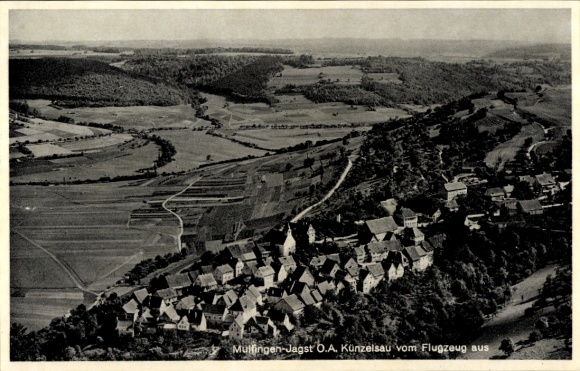 Postcard Mulfingen an der Jagst Hohenlohekreis, aerial photograph