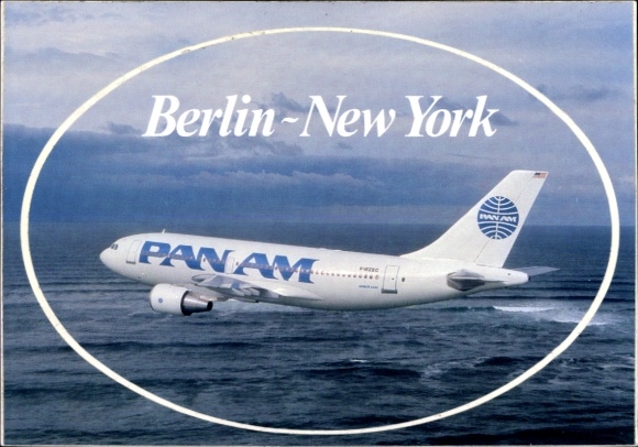 Postcard passenger aircraft Pan Am, Pan American, Berlin - New York