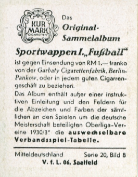 Obraz kolekcjonerski herb sportowy, piłka nożna, Niemcy Środkowe, VfL 06 Saalfeld, zdjęcie nr 8