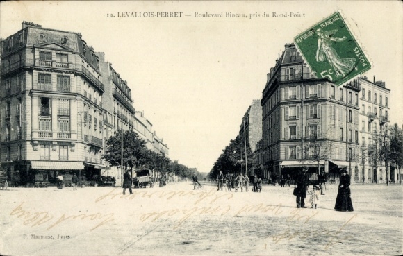 Ak Levallois Perret Hauts de Seine, Boulevard Bineau, Rond Point