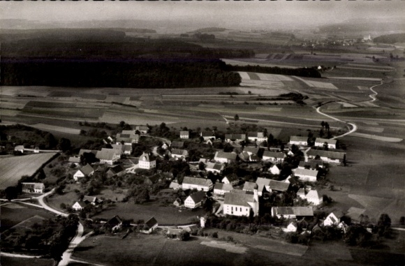 Postcard Attenhausen Krumbach in Swabia, aerial photograph